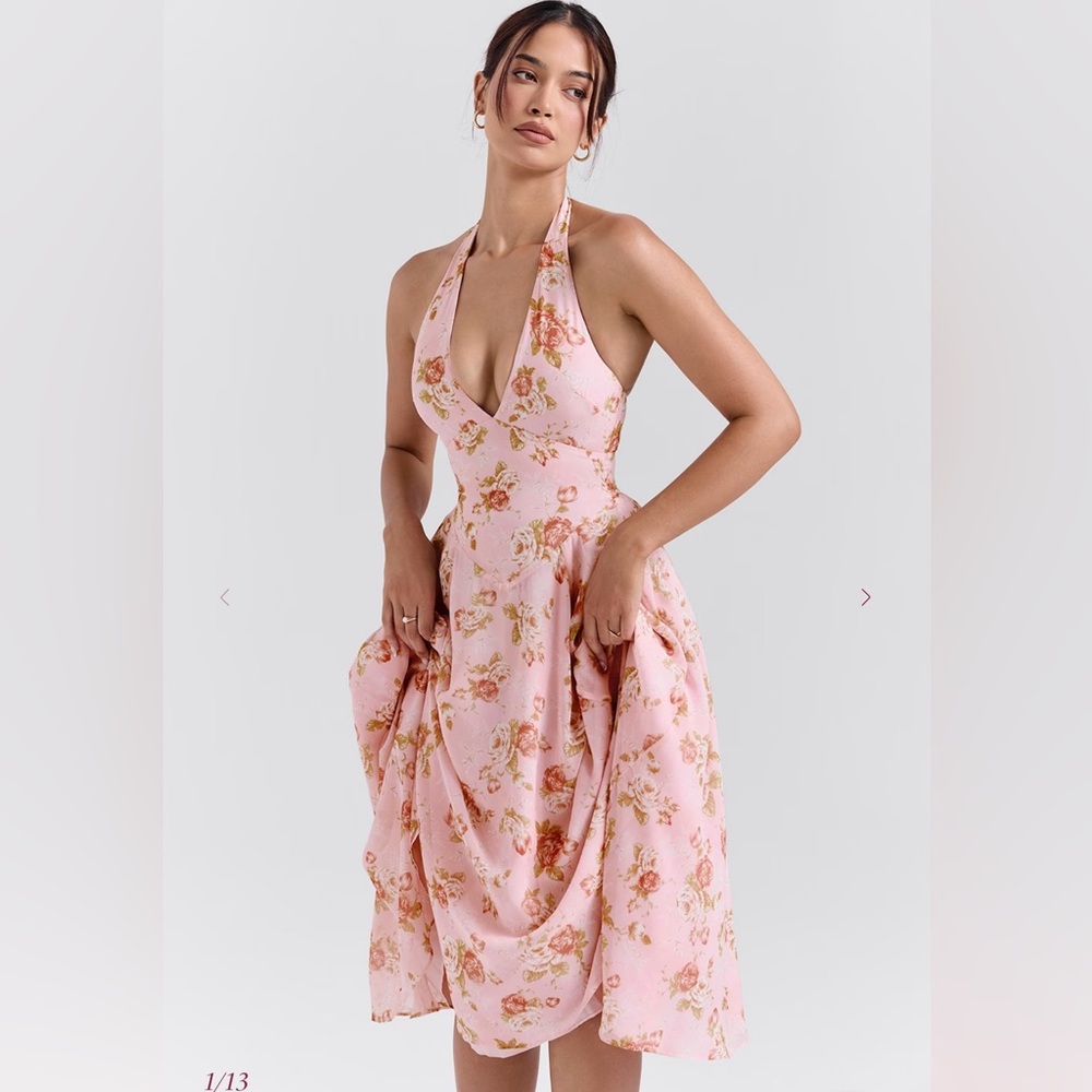 House of CB Pink Floral Backless Dress